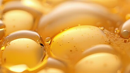 A gauzy lovely macro shot of a layer of bubbles forming on top of a golden Digestif.