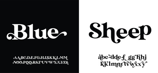 Blue Sheep Creative minimalist typographic design. Cropped letters set for science technology, space research logo type, hud text, headline, scifi cover