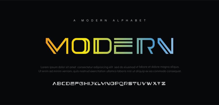 Modern abstract digital alphabet font. Minimal technology typography, Creative urban sport fashion futuristic font and with numbers. vector illustration