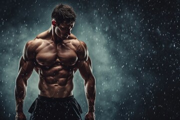 Fototapeta na wymiar Muscle man. Sport fitness competitions