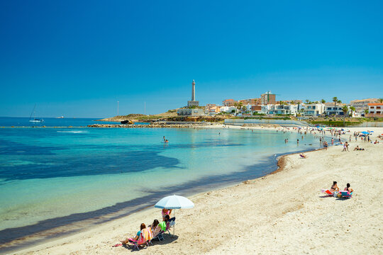 Cape Palos (Cabo de Palos) lighthouse and beach, Spain	