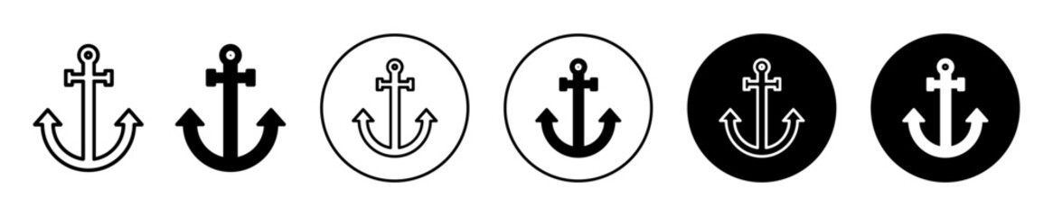 Anchor vector icon set collection. Anchor Outline flat Icon.