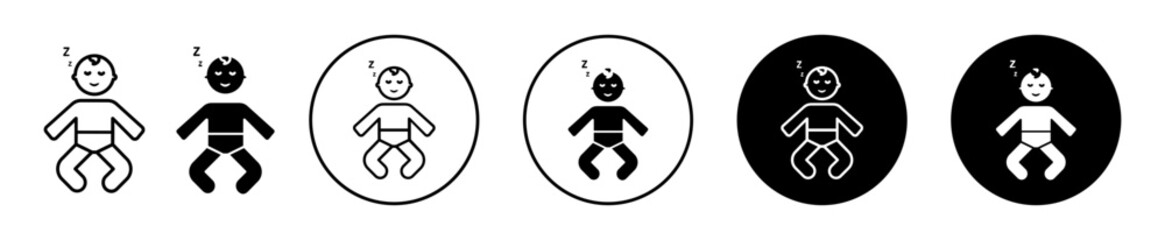 Sleeping baby vector icon set collection. Sleeping baby Outline flat Icon.