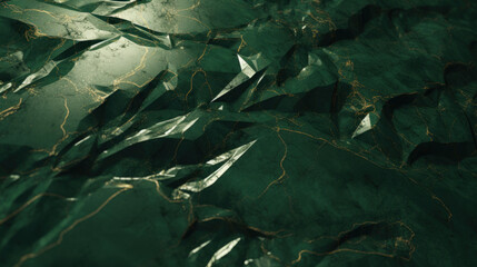 Luxurious green marble texture with intricate gold veins, perfect for elegant backgrounds.