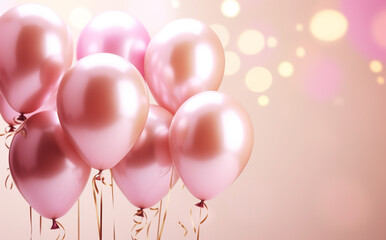 Balloon with morning dawn color with space for congratulations. Banner with space to copy.