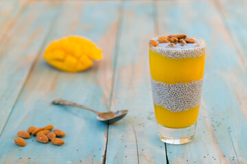 chia seed pudding with mango and almond