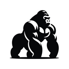 Gorilla logo or vector illustration mascot in black and white 