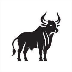 Dynamic Horns: Bull Silhouette Series Showcasing the Power and Grace of Bull Silhouette - Bull Illustration - Ox Vector
