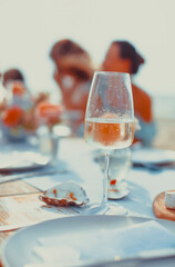 Delicious food and flowers for outdoor summer picnic