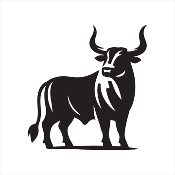 Iconic Strength: Bull Silhouette Set Illustrating the Symbolic Power and Resilience - Bull Illustration - Ox Vector
