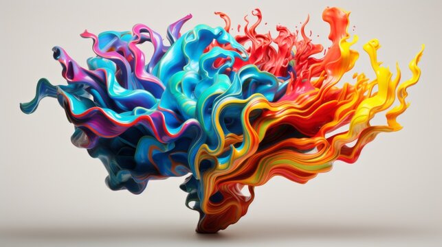 Vibrant mind: a creative explosion of colors and activity in the human brain concept