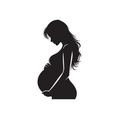 Maternal Harmony: Pregnant Lady Silhouette Displaying the Harmonious Aura of Motherhood - Pregnant Women Illustration - Pregnant Lady Vector
