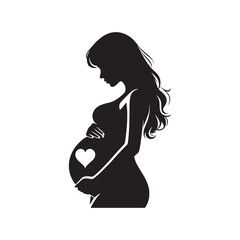 Expectant Elegance: Pregnant Lady Silhouette Set in Graceful Poses Radiating the Glow of Anticipation - Pregnant Female Silhouette - Pregnant Women Vector
