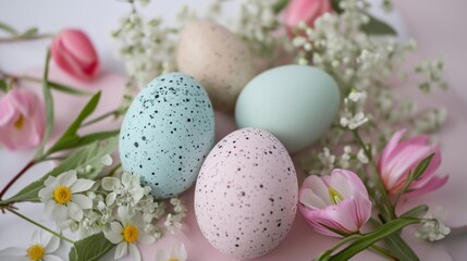 Naklejka na ściany i meble easter egg basket surround on bright pink background in slow motion