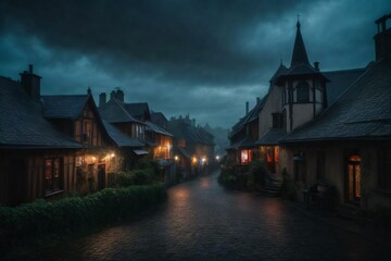 Naklejka premium Gothic Village Generative AI