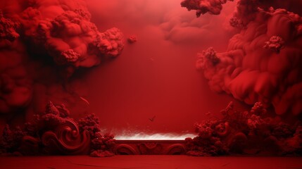 Vibrant crimson hues: striking red background for creative design projects, copy space available