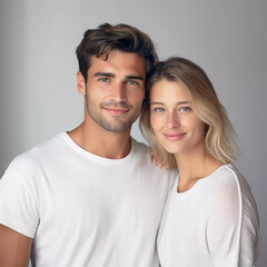 Happy young couple portrait. Generative ai design people.