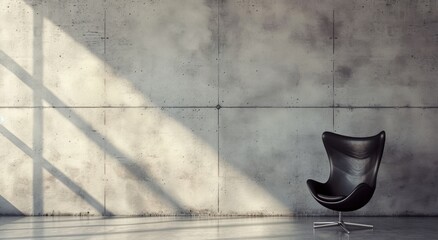 Fototapeta na wymiar black chair in front of a concrete wall