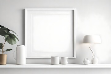 Minimalism meets elegance as shadows and light adorn a clean mockup, featuring a gorgeous design within a white frame against a clear solid color background.