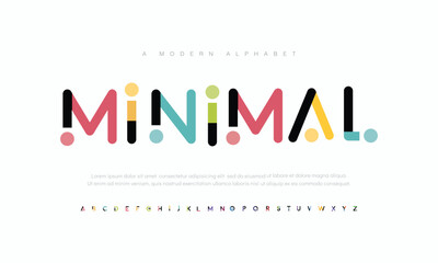 Abstract minimal modern alphabet fonts. Typography technology vector illustration	 - obrazy, fototapety, plakaty