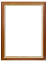 Varnished narrow frame for a picture of wood in PNG format on a transparent background.