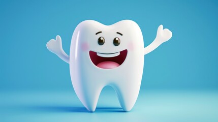 Happy-tooth cartoon character.  White teeth concept