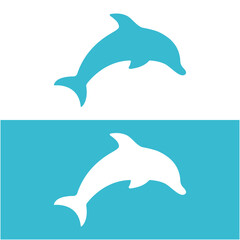 Dolphin logo vector with jumping position .This logo is suitable for travel company, diving or water adventure.