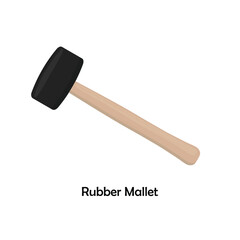 Rubber mallet color illustration vector. Work tool icon for web, tag, label, mechanical shop, garage, repair shop, workshop. Symbol for mechanical engineering, carpentry, mechanic, engineer, carpenter
