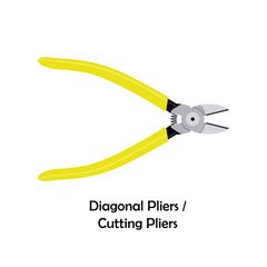 Diagonal pliers color vector. Work tool icon for web, tag, label, mechanical shop, garage, repair shop, workshop. Symbol for mechanical engineering, carpentry, mechanic, engineer, carpenter