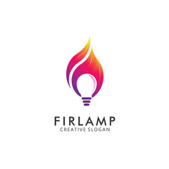 Gradient Fire And Lamp Mascot Logo