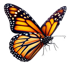 Monarch butterfly isolated on white or transparent background, png