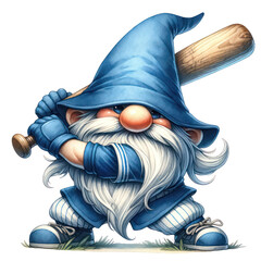 Watercolor Baseball Gnomes, Blue Baseball Boys for Sports Day, Sport Game Baseball Player