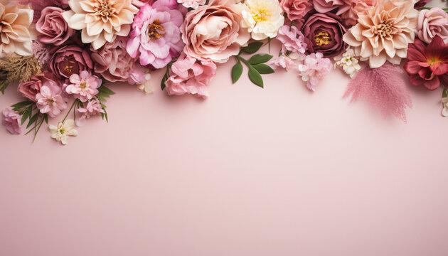 flowers background copy space a beautiful background with colorful flowers that has a floral pastel appearance.