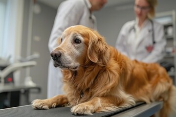 Veterinarians Examining a Dog: Professional Animal Care