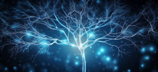 Synaptic transmission human nervous system. concept - obrazy, fototapety, plakaty