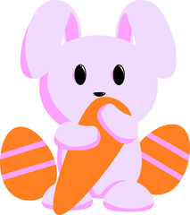 Easter Bunny, Carrot and Easter Eggs
