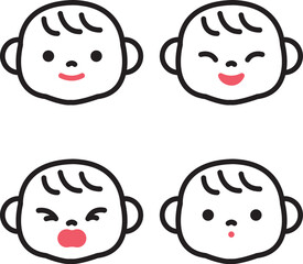 いろいろな表情の赤ちゃんのイラスト
