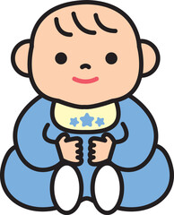 笑顔のおすわり赤ちゃん