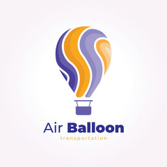 simple colorful air balloon logo vector design, zeppelin illustration design template