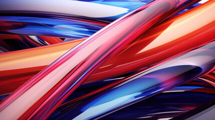 Dynamic abstract fluid art with intertwining swirls of blue and red, creating a visually striking modern artistic pattern.