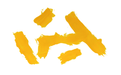 Top view of yellow paint brush isolated on a white background.png