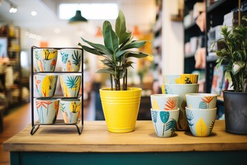 assorted plant pots on sale in the homeware section - obrazy, fototapety, plakaty