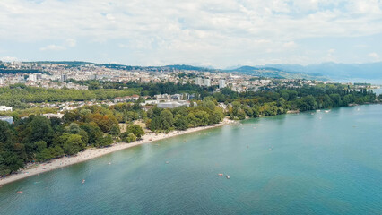 Lausanne, Switzerland - July 16, 2023: The new building of the International Olympic Committee is...