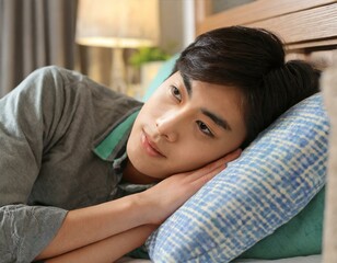 寝ている男性のクローズアップ