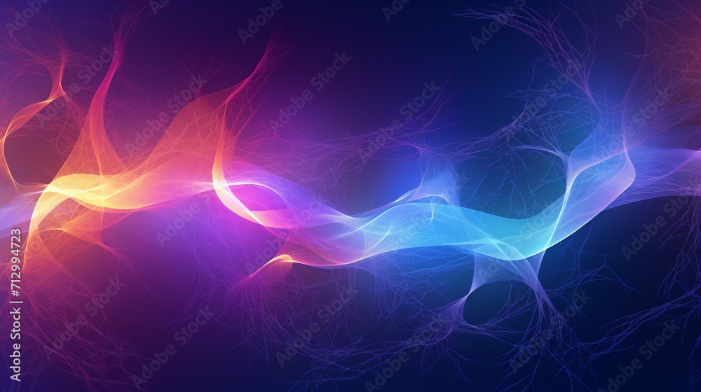 Poster dynamic neural network patterns: abstract technological background illustratio