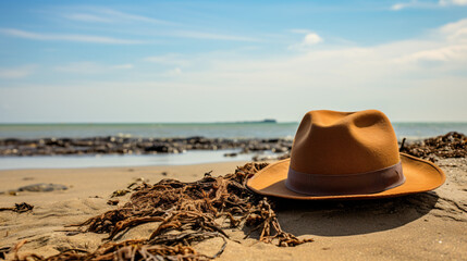 Fototapeta na wymiar Hat on the beach