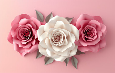 greeting card with shaped roses, happy women's day