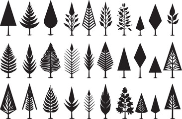 Set Trees. Hand drawn vector illustration