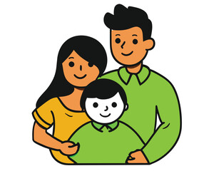 happy family with children isolated