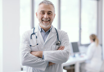 Confident doctor posing with arms crossed